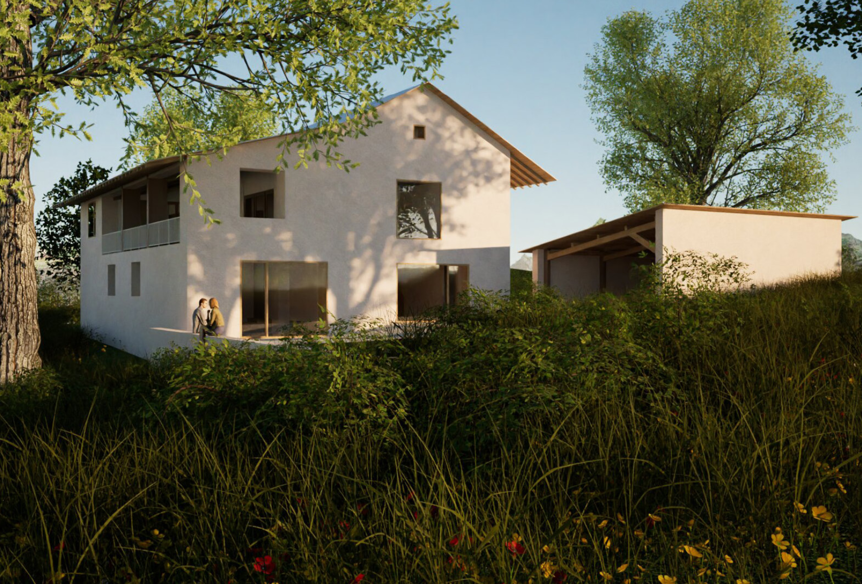 2024. Transformation d'une ancienne grange en maison d'habitation et ateliers - Sévignac-Meyracq (64) - Perspective de principe - en cours.jpg